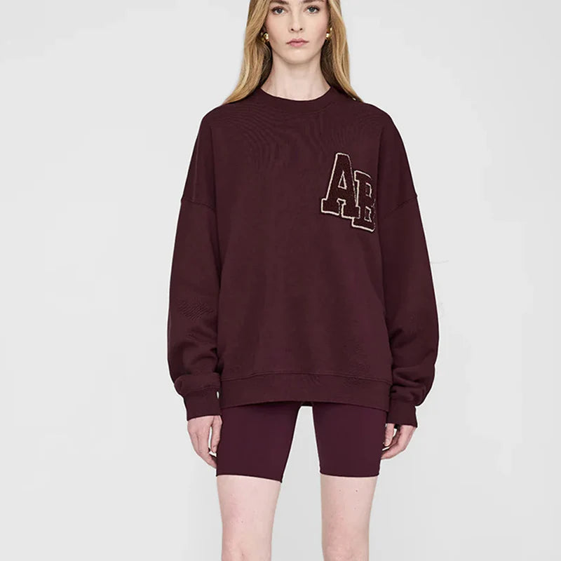 Early autumn new North American niche AB towel embroidered fabric embroidered letter women's hoodie