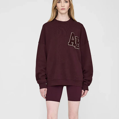 Early autumn new North American niche AB towel embroidered fabric embroidered letter women's hoodie