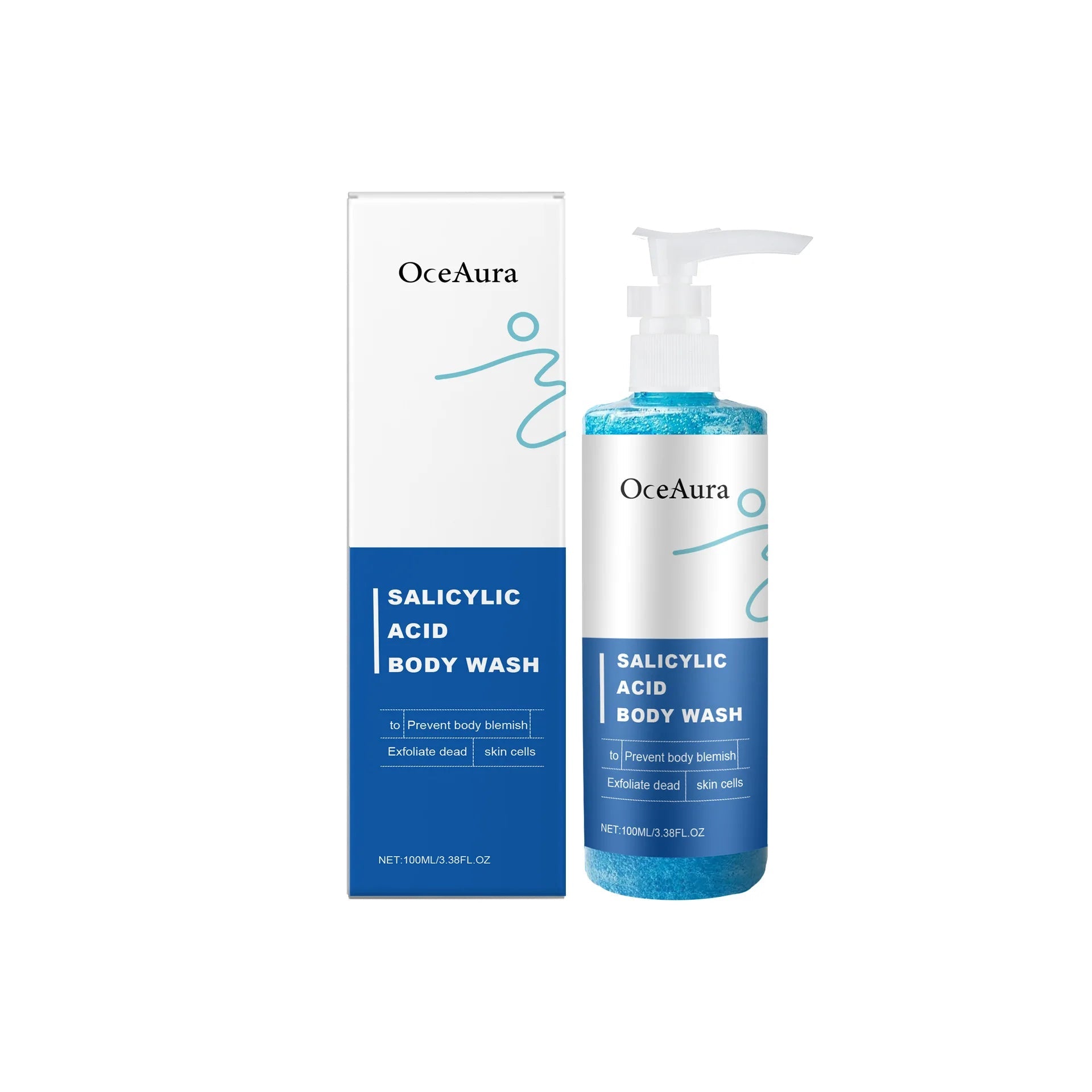 OceAura Salicylic Acid Shower Gel Professional Skin Cleaning Oil Control Smooth Body Blemish Remover Exfoliating Body Wash 100ml Halalzen