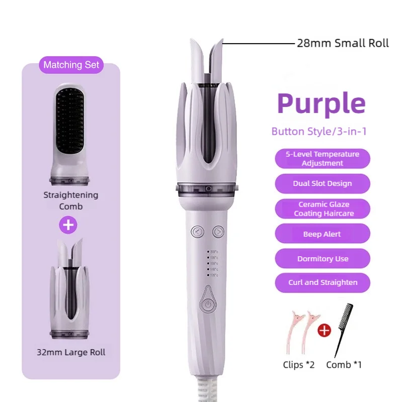 TINSOL 3-in-1 Automatic Curling Iron Large Wave Styling Curler Hair Perm Lazy Dual-Use Curling Iron Multi-Function Styling Tool