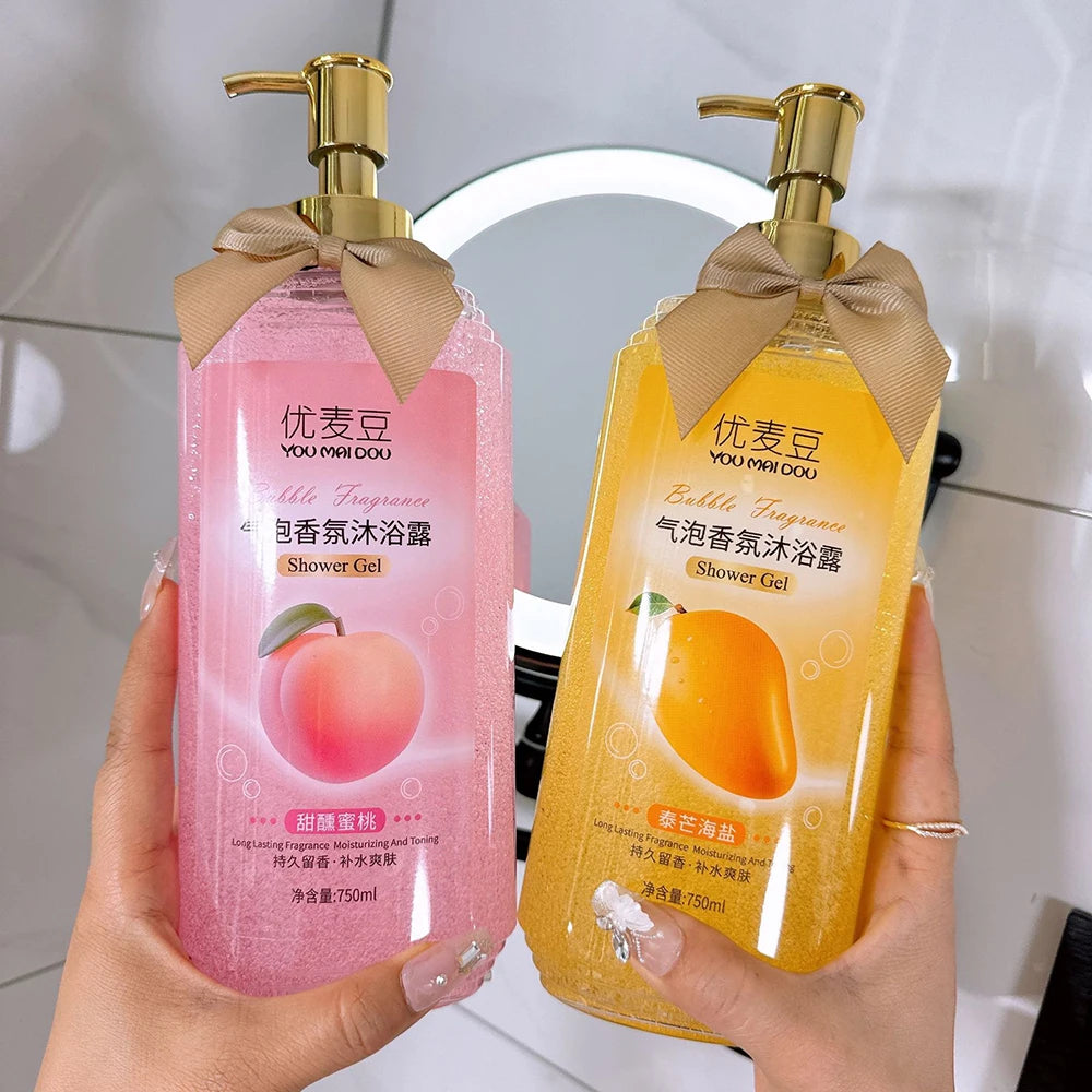 Fruit Flavored Bubble Fragrance Shower Gel Mango Skin Rejuvenation Moisturizing Body Bath Wash Oil Control Peach Long Lasting Halalzen