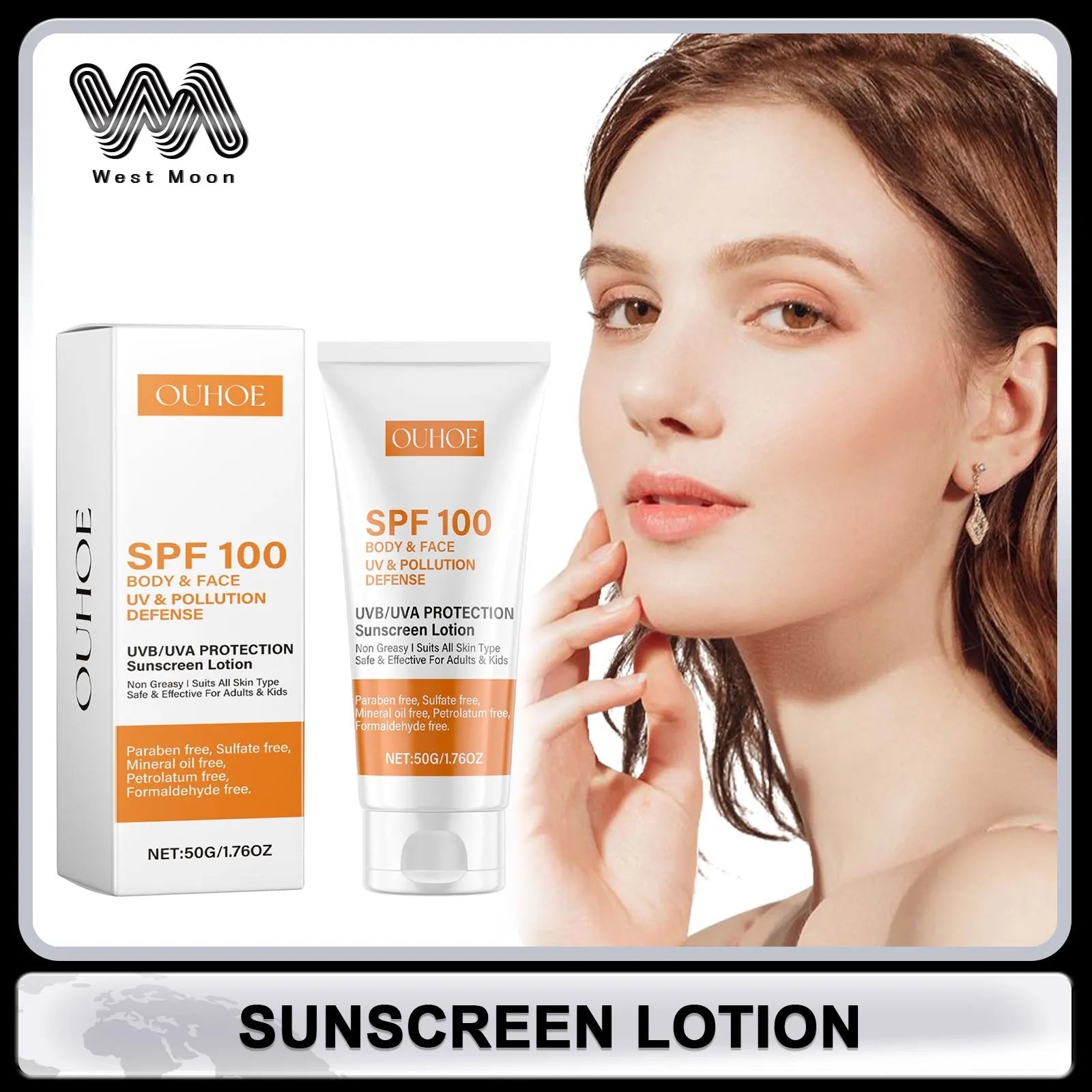 Sunscreen Lotion UV Protective Oil-Control Refreshing Skin Moisturizing Sun Isolate Makeup Hyaluronic Acid Concealer Sun Cream Halalzen