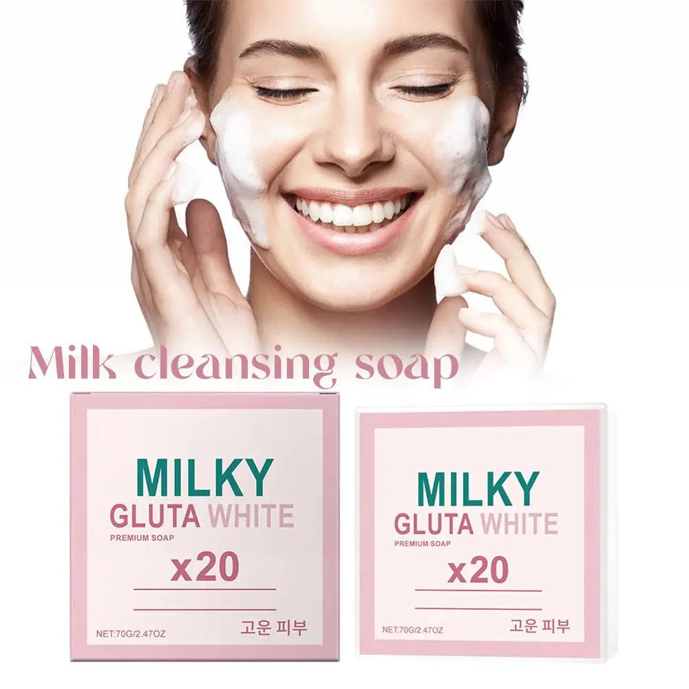 Gentle Milk Bath Soap - Deep Cleansing Exfoliating Oil Control Smoothing Fresh Brightening Reduce Dark Spots Whiten Skincare