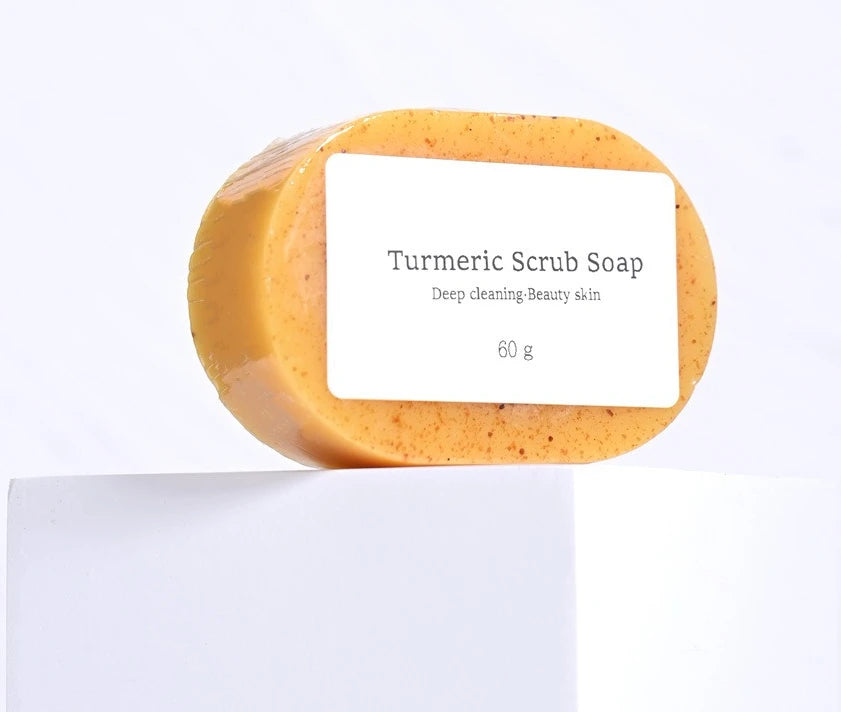 Natural Turmeric Kojic Scrub Soap Cleansing Bath Soap Oil Control & Whitening Kojic Turmeric Soaps for Face,Bath, Body Halalzen