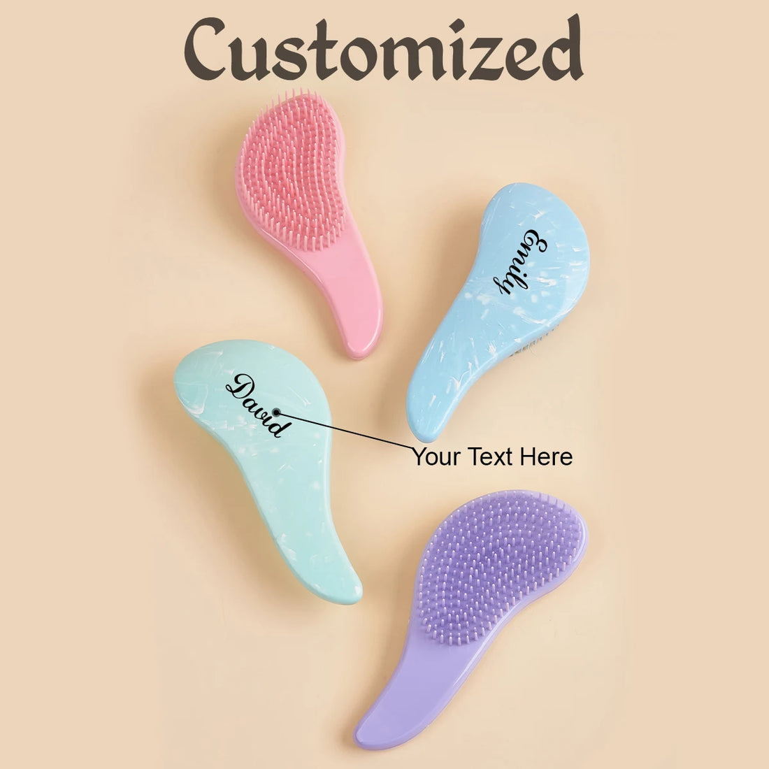 1pc Personalised Custom Mini Magic Detangling Comb Anti-static Massage Tangle Detangle Hairbrush Comb Barber Hair Styling Tool