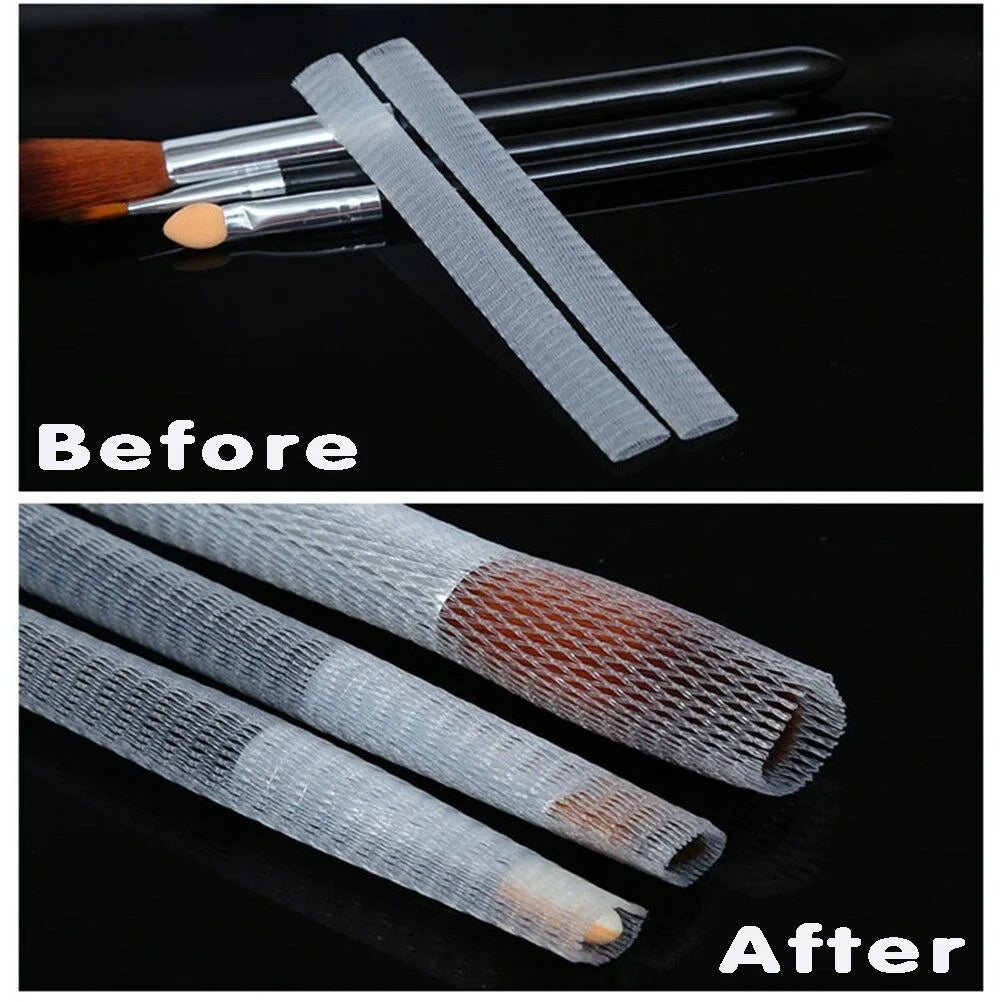 20/50PCS Makeup Brush Protective Mesh Cover Bristle Mesh Sleeve Bouquet Mesh Cover Makeup Brush Anti-frill Protective Net Halalzen