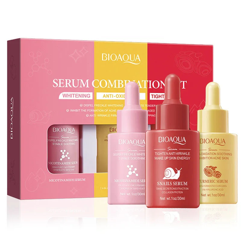 3pcs/set BIOAQUA Vitamin C Retinol Hyaluronic Acid Serum Moisturizing Whitening Anti Wrinkle Facial Essence Skin Care Sets Halalzen