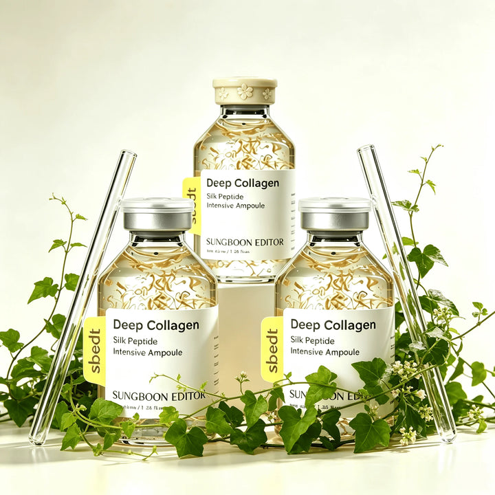 3pcs SUNGBOON EDITOR Glow Intensive Silk Peptide Ampoule, Copper Peptides Serum for Face with Collagen & Multi Peptides, Hydrating Korean Skincare Facial Serum for Smooth-Looking Skin, 1.35 fl oz