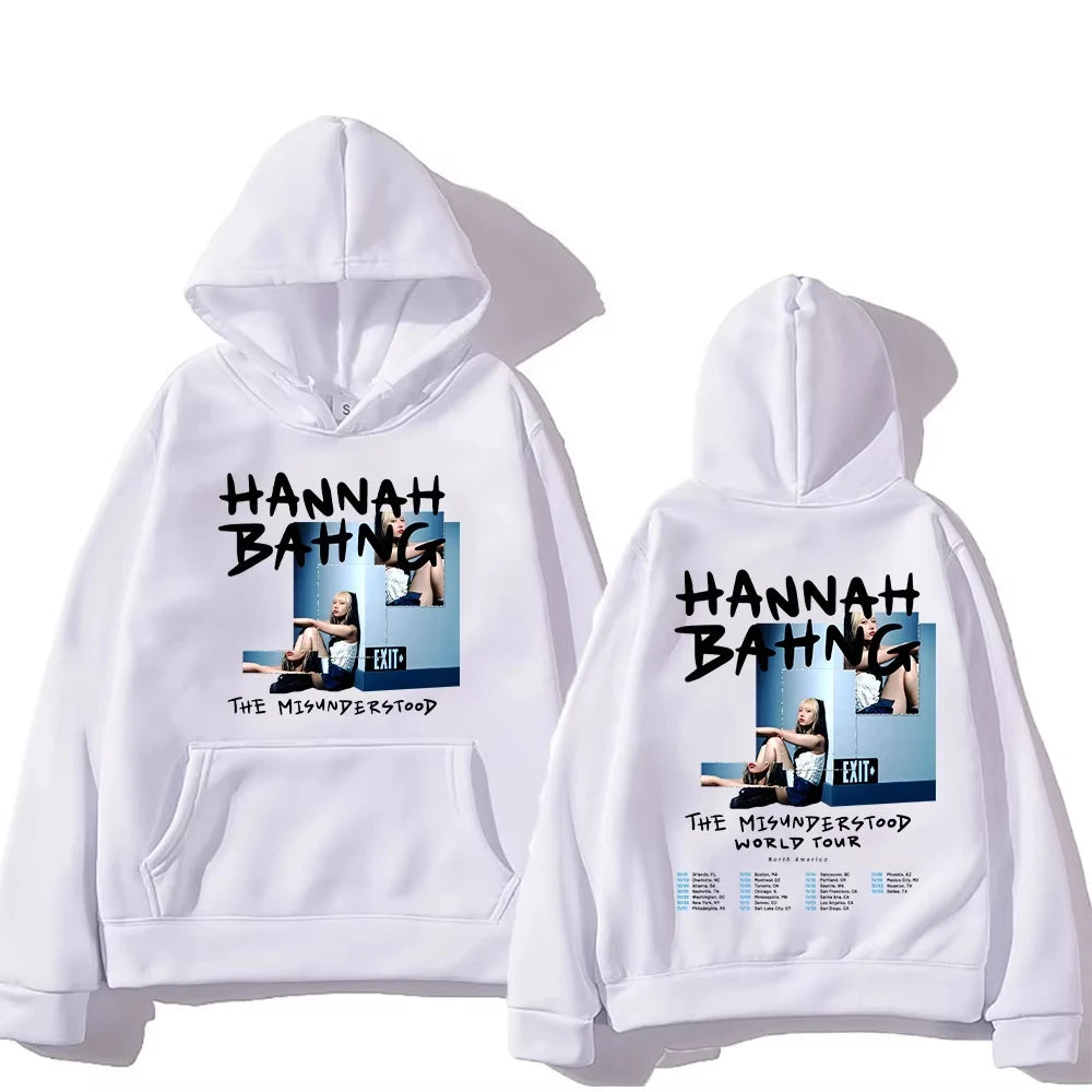 Hannah Bahng Hoodie Hannah Bahng The Misunderstood Tour 2025 Sweatshirts Fashion Y2K Clothing Unisex High Street Pullover Hoody