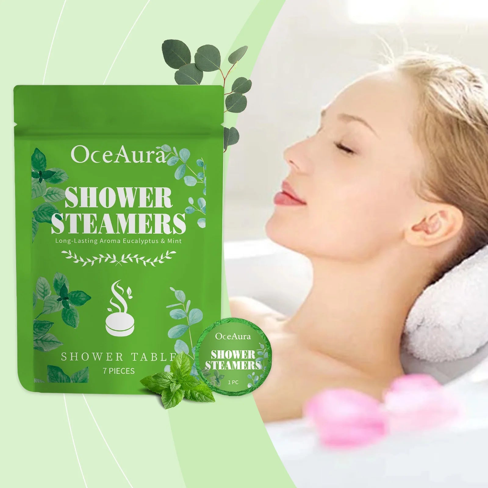 Mint Aromatherapy Shower Tablets Refreshing Soothing Fatigue Stress Relief Assisting Sleep Cleaning Moisturizing Shower Steamer Halalzen