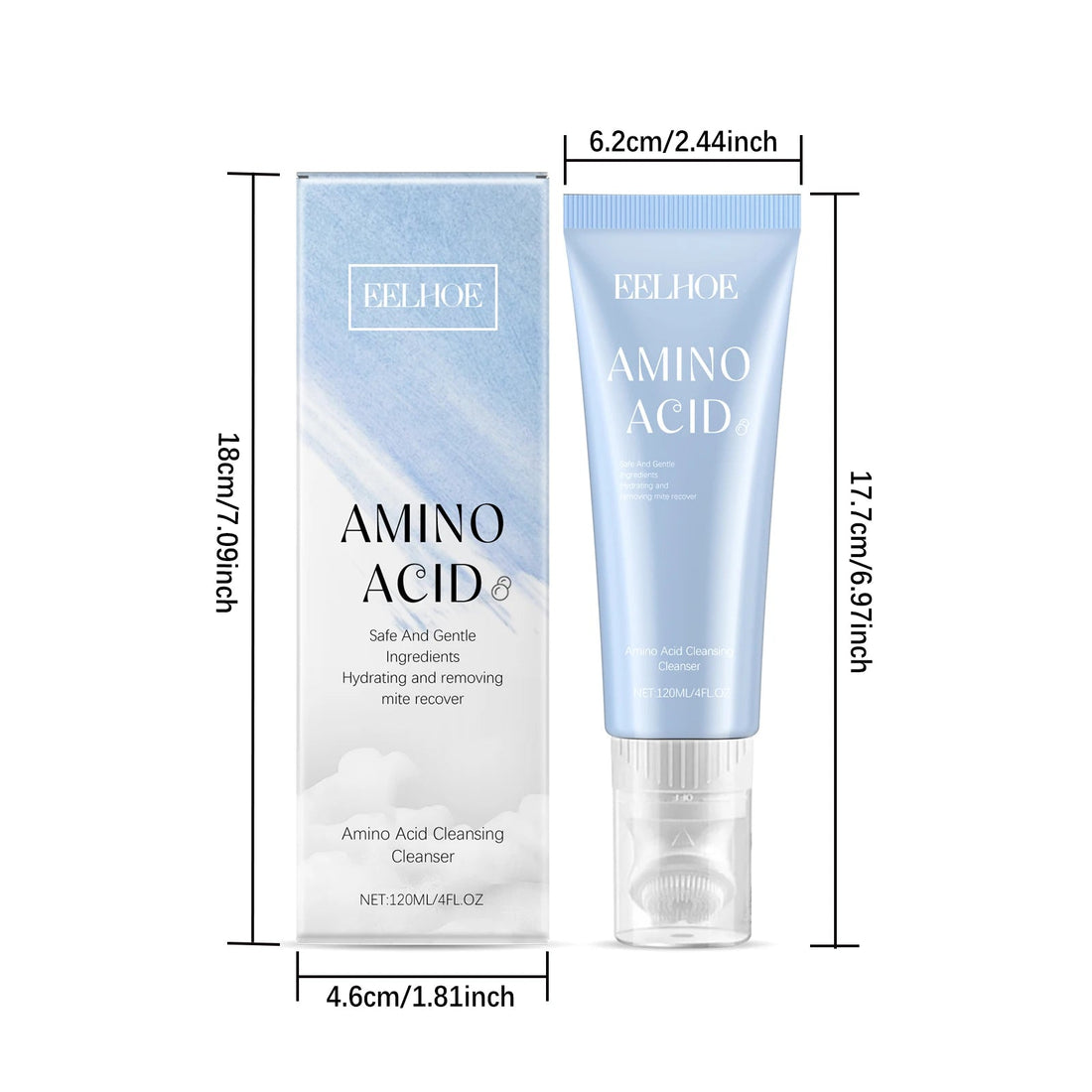 Amino Acid Face Cleanser Moisturizing Oil Control Acne Care Deep Cleaning Mites Removal Gentle Foam Cleanser For Sensitive Skin Halalzen