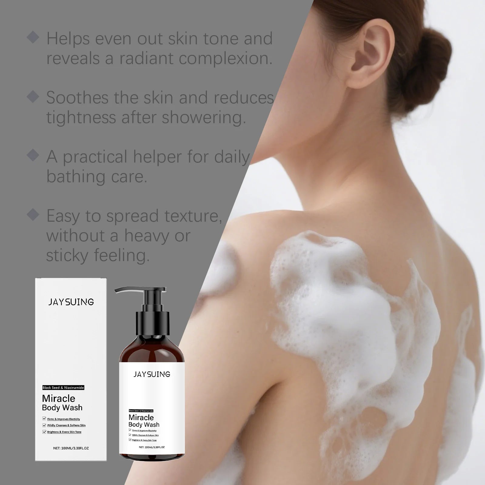 Niacinamide Shower Gel White Skin Smoothing Daily Cleansing Remove Dirt Rich Foam Lasting Hydrate Refresh Body Wash Skin Care Halalzen