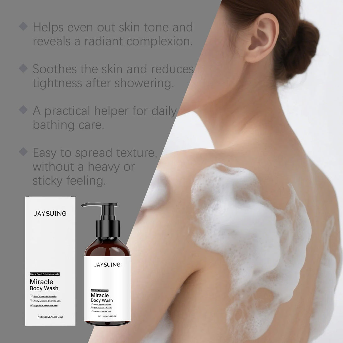 Niacinamide Shower Gel White Skin Smoothing Daily Cleansing Remove Dirt Rich Foam Lasting Hydrate Refresh Body Wash Skin Care Halalzen