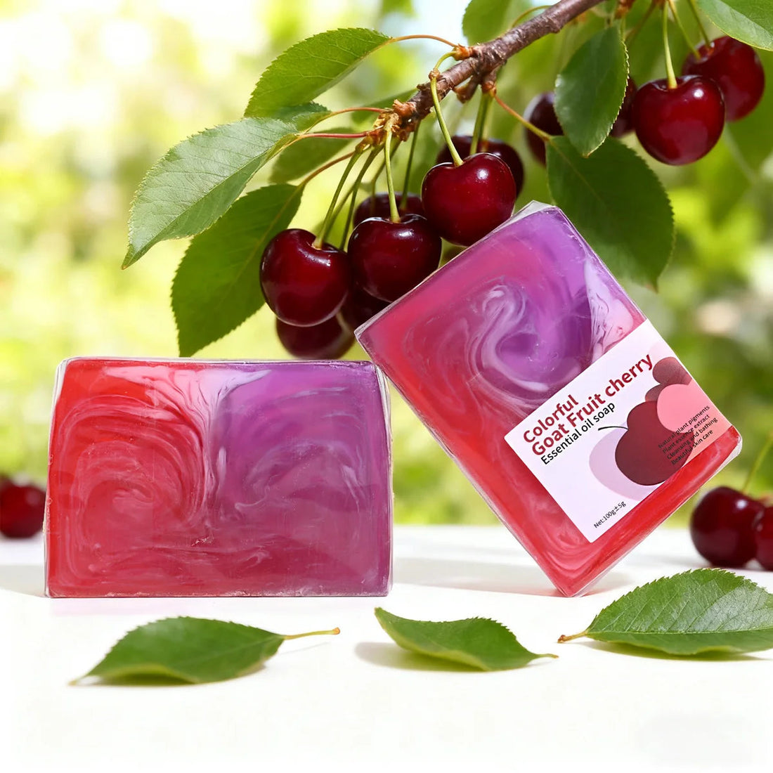 Fruit Cherry Organic Handmade Soap Natural Cherry Essence Nourishes Skin Moisturizing Cleansing Whitening Soap Halalzen