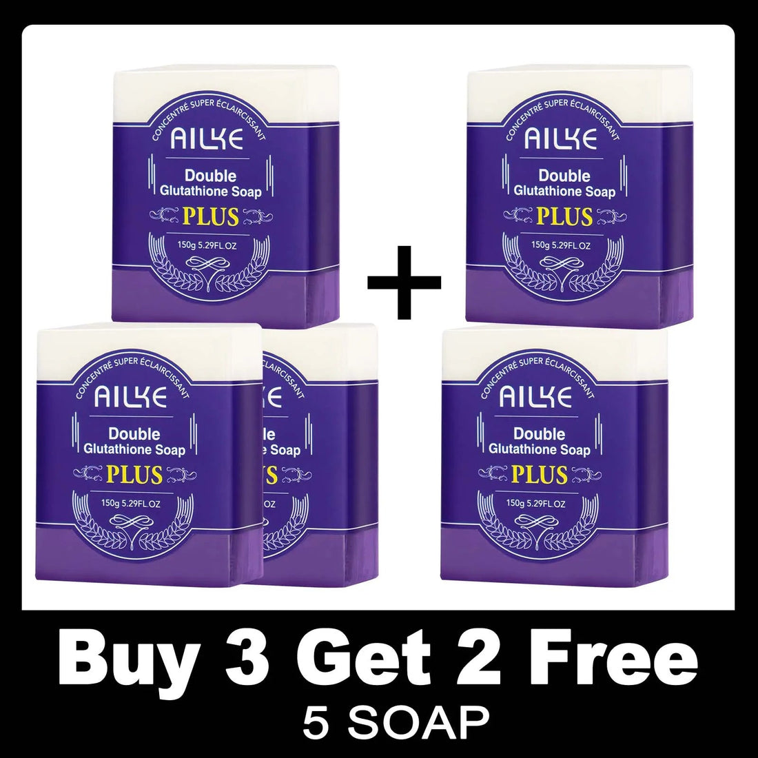 AILKE Glutathione PLUS Whitening Skin Care Set, Moisturizing, Even Skin Tone, Improve Dark, Black Skin, Reduce Spots, Freckle Halalzen