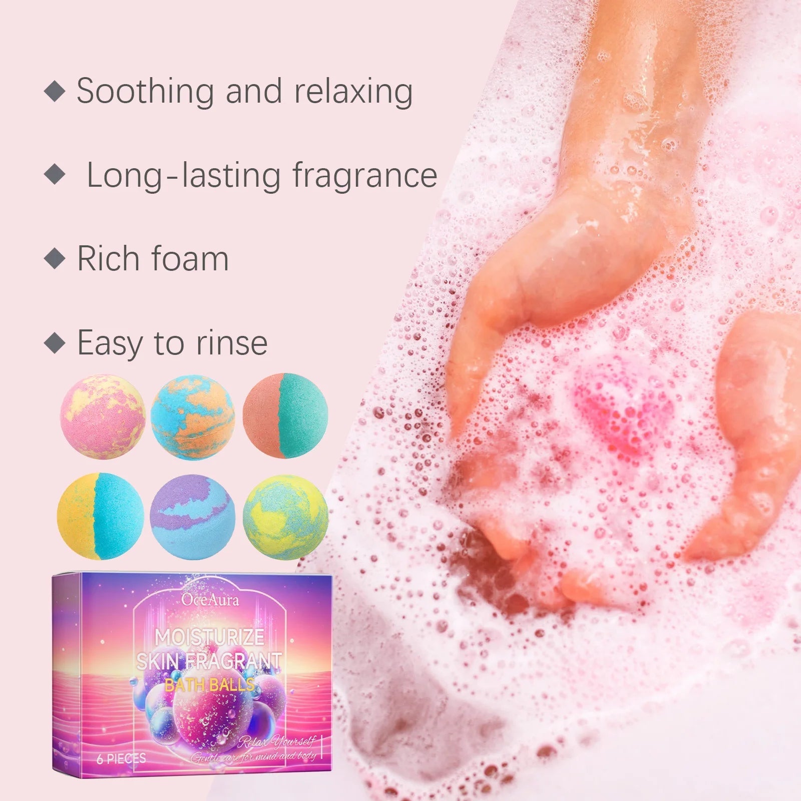 Bath Bomb Lasting Fragrance Aromatherapy Floral Scent Exfoliating Moisture Body Wash Cleansing Spa Salt Ball Bubble Bombs Shower Halalzen