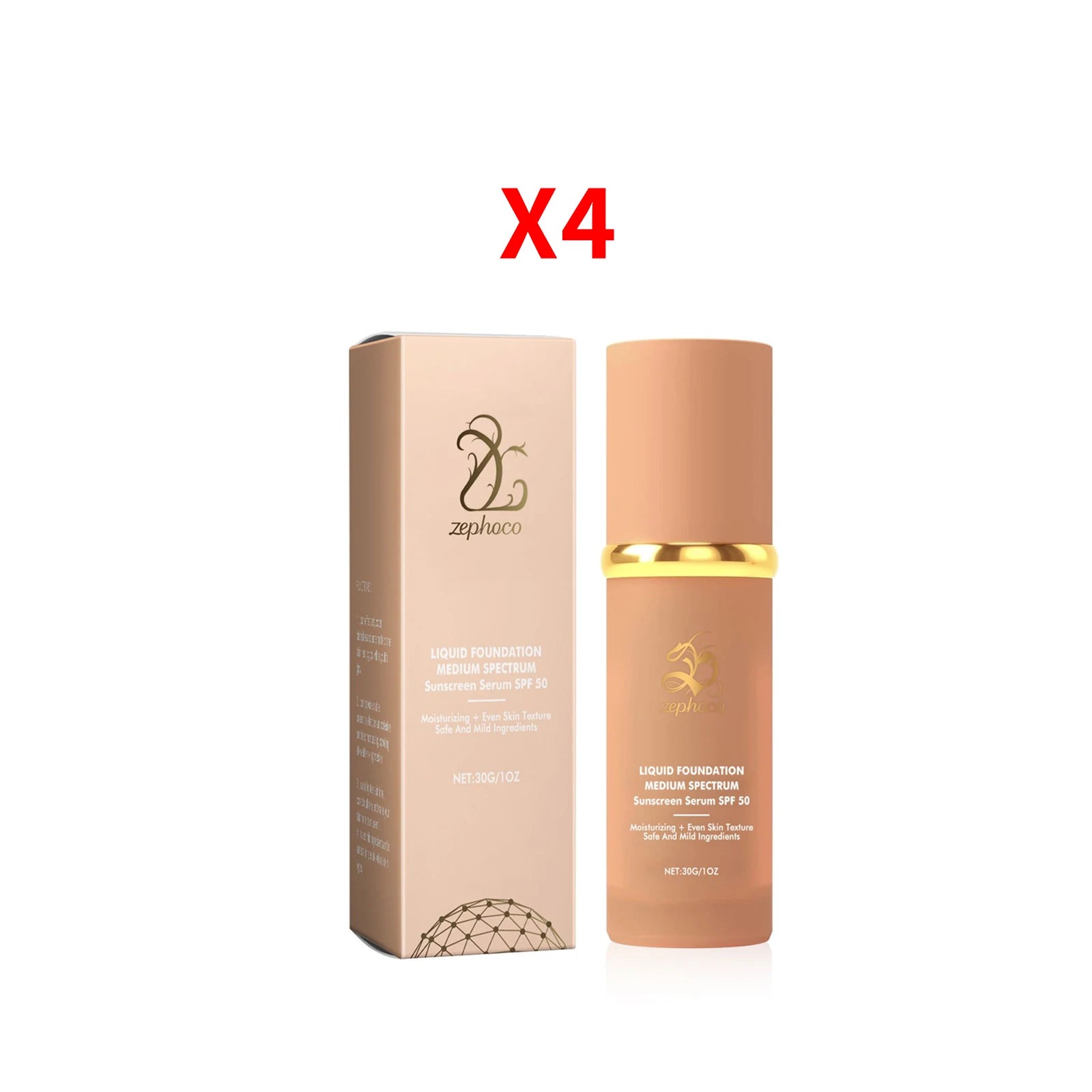 Moisturizing Sunscreen Foundation Medium Spf50+ Waterproof Oil-Control Lightweight Matte Long Lasting Nourish Liquid Foundation