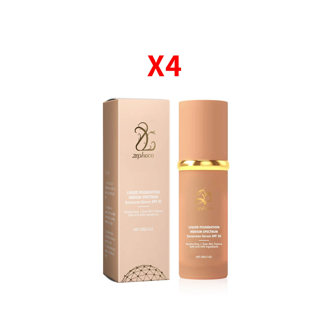 Moisturizing Sunscreen Foundation Medium Spf50+ Waterproof Oil-Control Lightweight Matte Long Lasting Nourish Liquid Foundation
