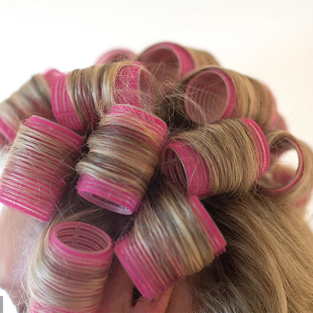 5PCS Self-Grip Hair Rollers Heatless Hair Curlers No Heat Hair Bang Volume Self-adhesive Hook Loop DIY Styling Tool Random Color
