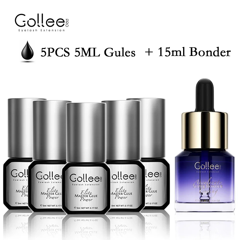 5Pcs Gollee 5ml Eyelashes Adhesive Glue Lash Bonder 15ml Low Odor False Eyelash Glue Waterproof Eye Lash Cosmetic Tools Makeup