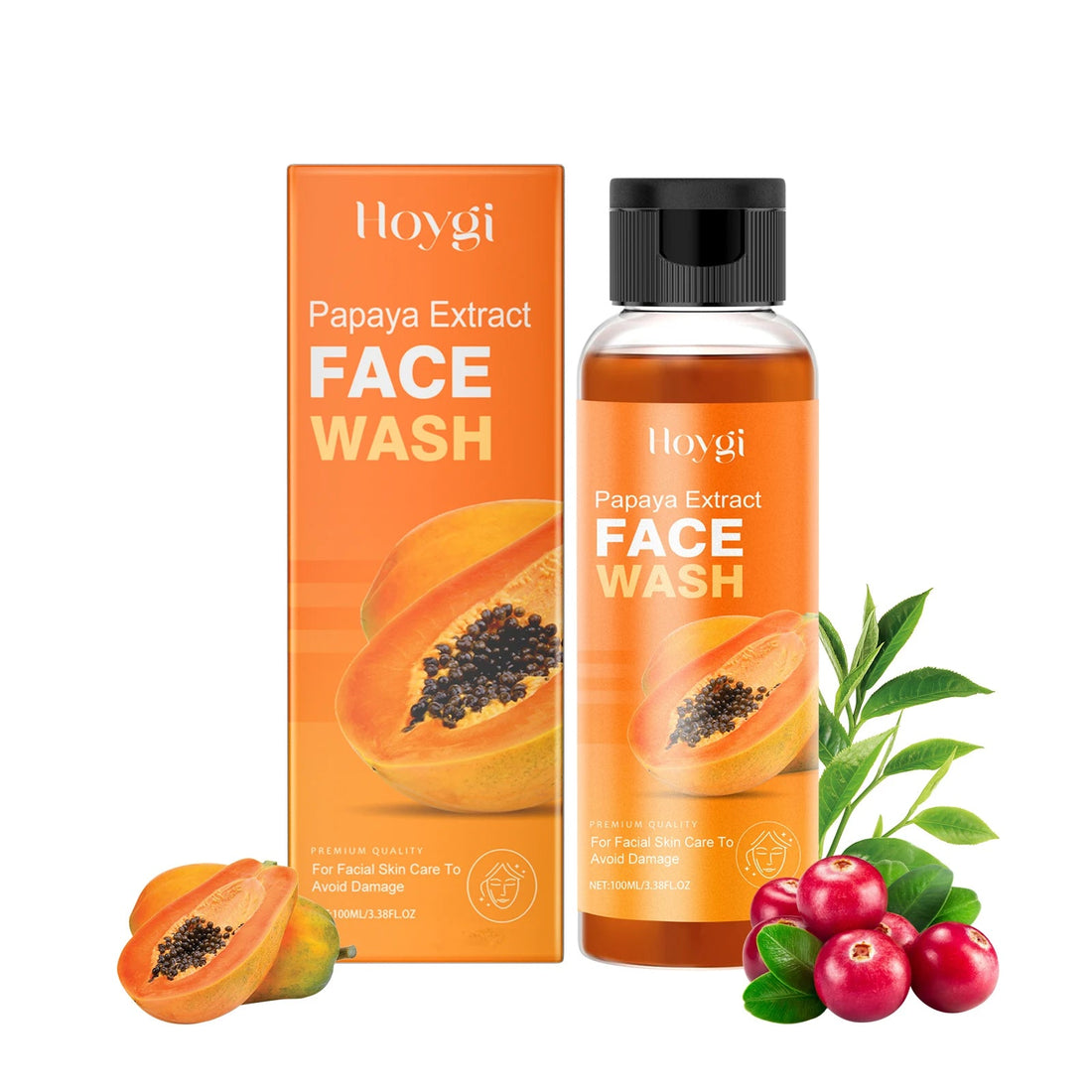 Hoygi Papaya Cleanser Gentle Exfoliating Hydrating Brightening Natural Enzyme Face Wash for Sensitive Skin All Types Halalzen