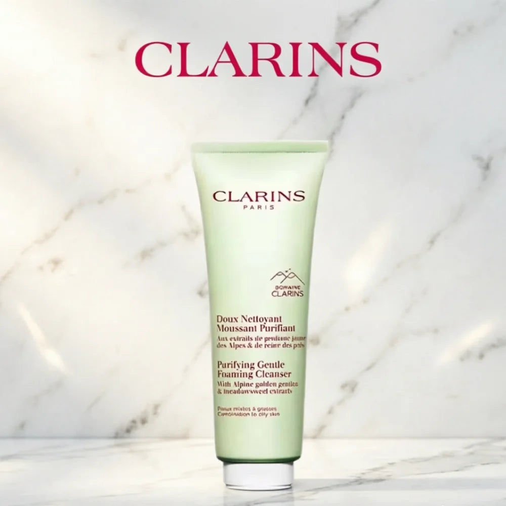 Clarins Purifying Gentle Foaming Face Cleanser, Cleanses, Purifies, Softens and Mattifies, Combination To Oily Skin Types, 125ml Halalzen
