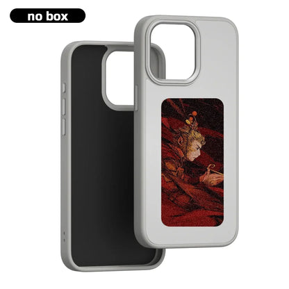 NFC 4 Color Phone Case For iPhone 15 14 13 Pro Max DIY Personalized Custom Cases E ink Screen Phone Cover Protection Cartoon