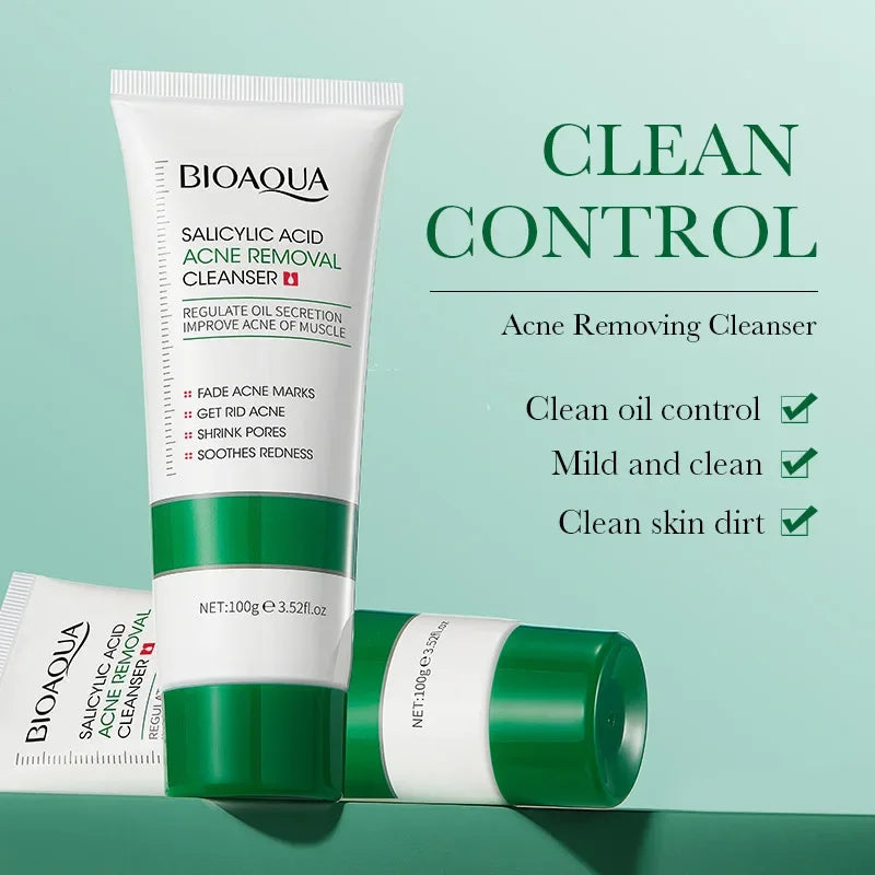 BIOAQUA Salicylic Acid Facial Cleanser Acne Treatment Moisturizing Oil Control skincare Face Wash Foam Face Cleanser Skin Care Halalzen