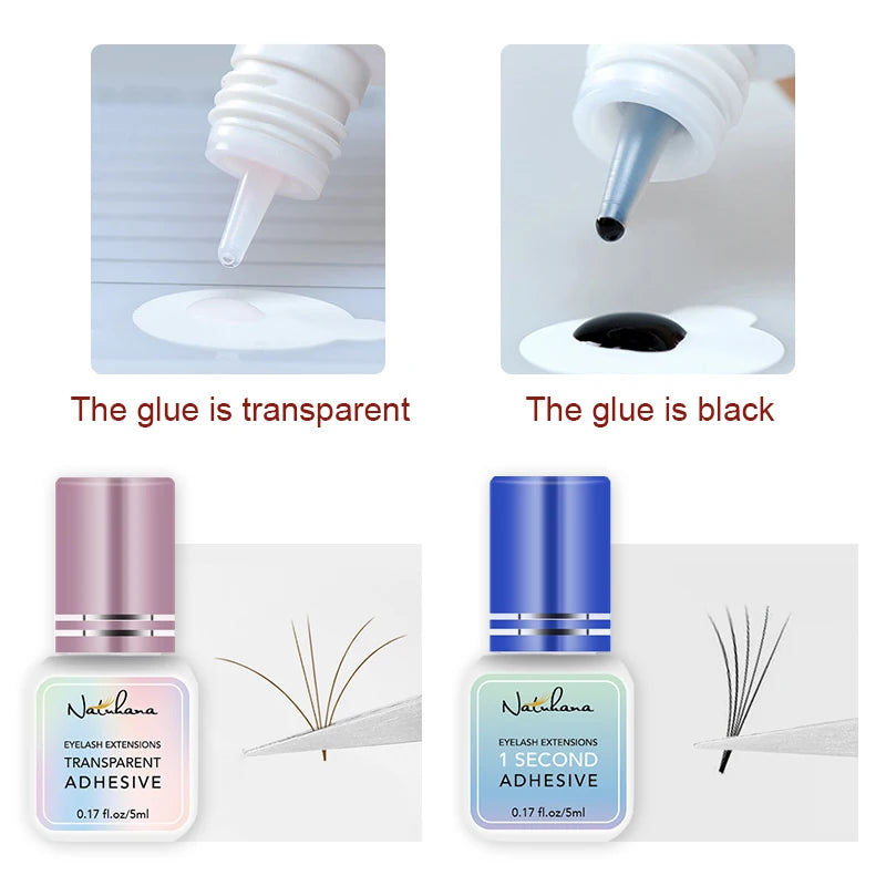 NATUHAHA 5 Pcs/Lot Eyelashes Glue Fast Drying Long Lasting Lashes Adhesive Low Smell Mink Eyelash Glue Makeup Tools Set