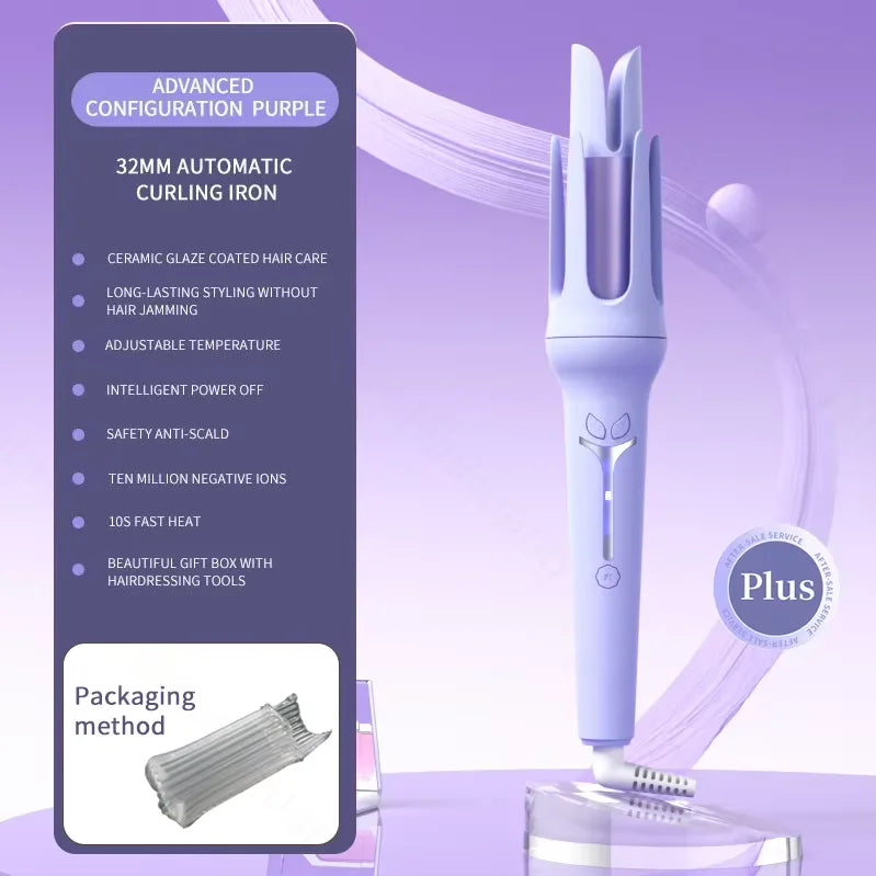 Automatic Curling Iron 32 mm Big Roll Anion  Ceramic Hair Curler 4-Speed Adjustable  Fast Heating Fashion Styling Tools Halalzen