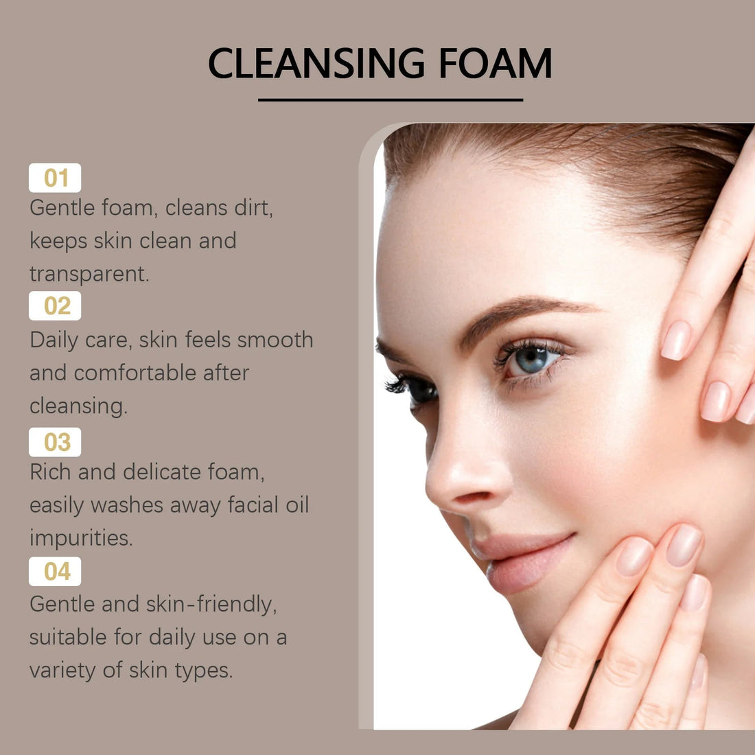 Hydrating Cleansing Foam, Gentle Face Wash with Aloe & Mint for Sensitive Skin, Refreshing Non-Drying Formula Halalzen
