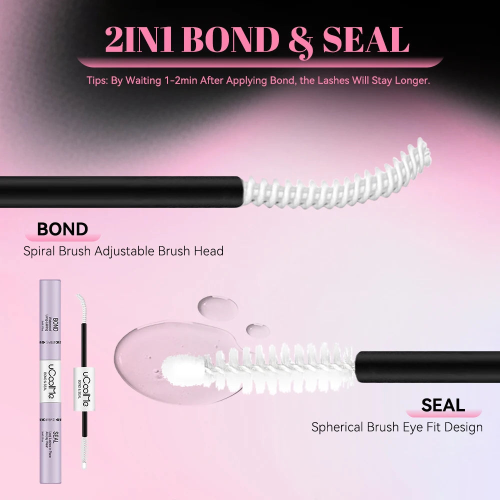 uCoolMe Lasting Lash Bond and Seal 150 Hours Waterproof Extension Glue with Fast Remover Professional DIY Makeup Tool Kit