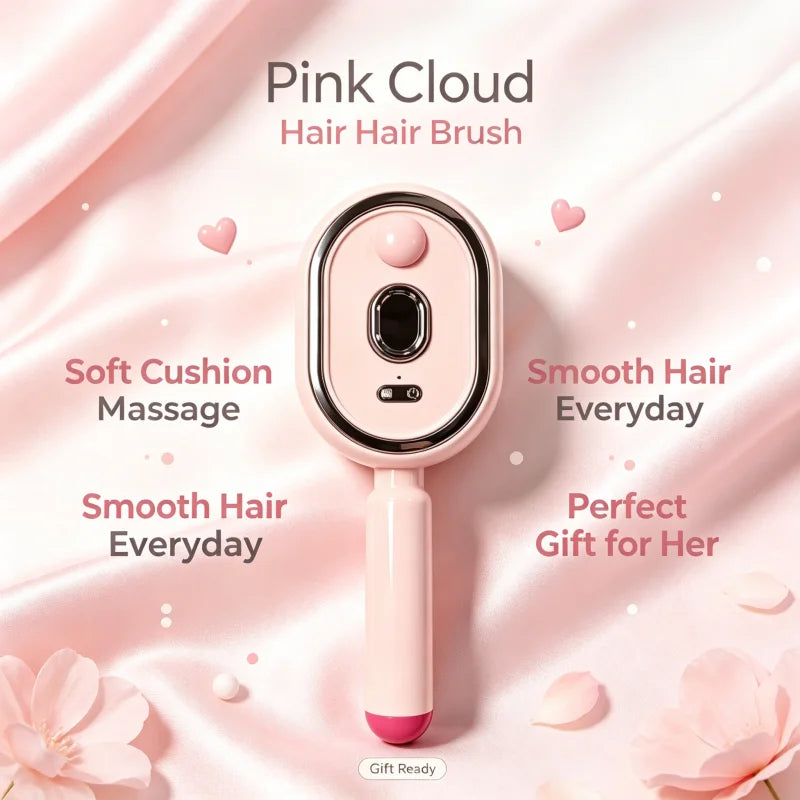 Mini Pink Cloud Air Cushion Hair Brush,Soft Scalp Massage Comb,Anti‑Tangle Travel Hairbrush,Pocket Styling Tool for Women Girls