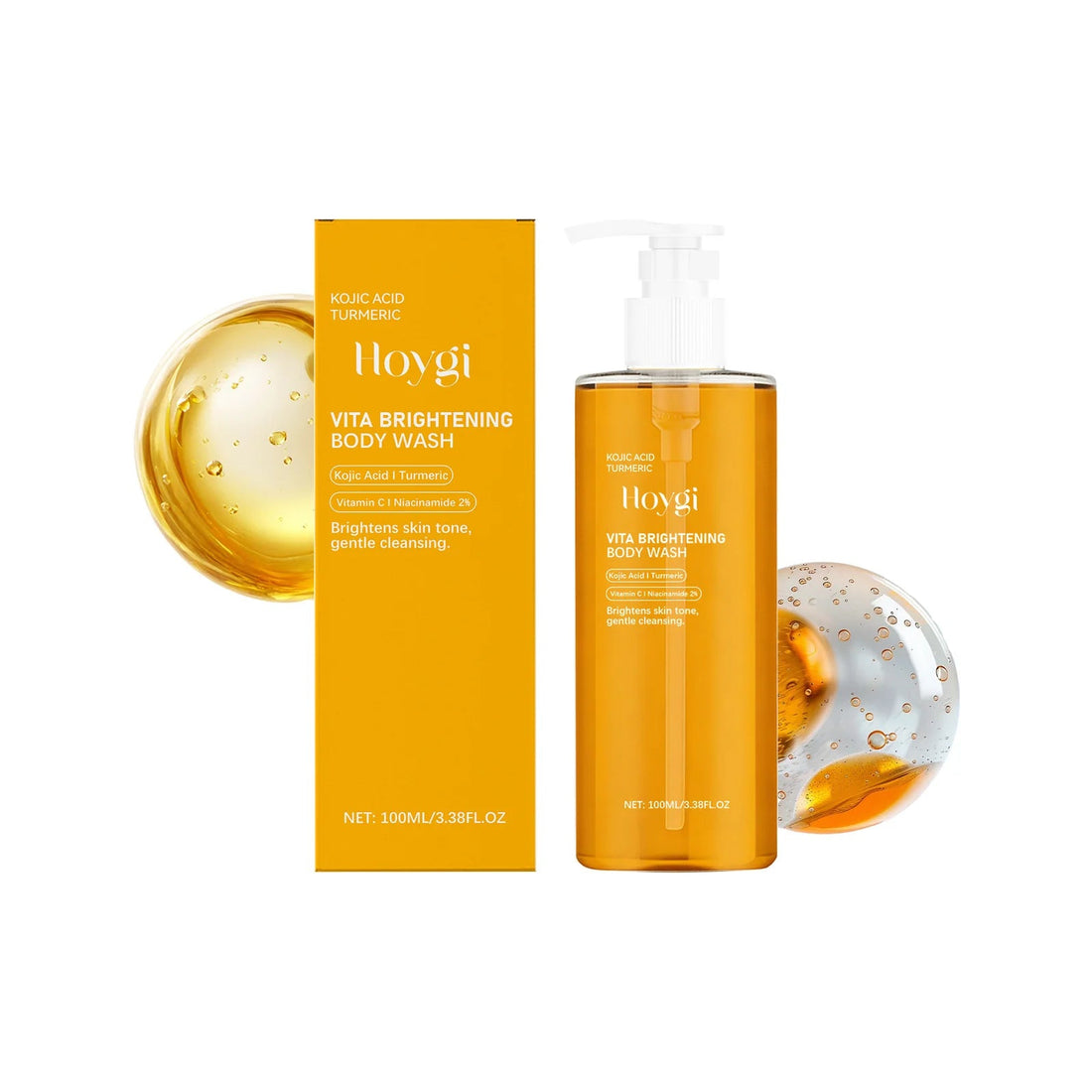 Kojic Acid Turmeric Brightening Body Wash Moisturizing, Cleansing, and Smooth Skin Shower Gel Halalzen