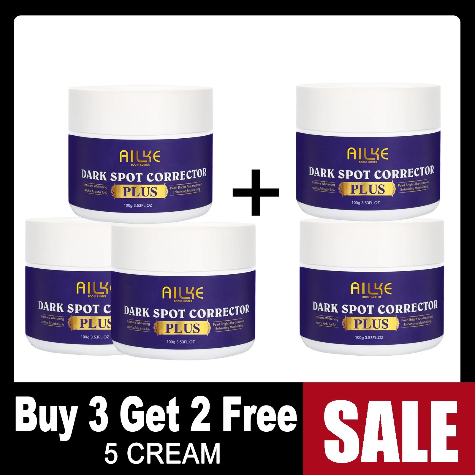 AILKE Glutathione PLUS Whitening Skin Care Set, Moisturizing, Even Skin Tone, Improve Dark, Black Skin, Reduce Spots, Freckle Halalzen