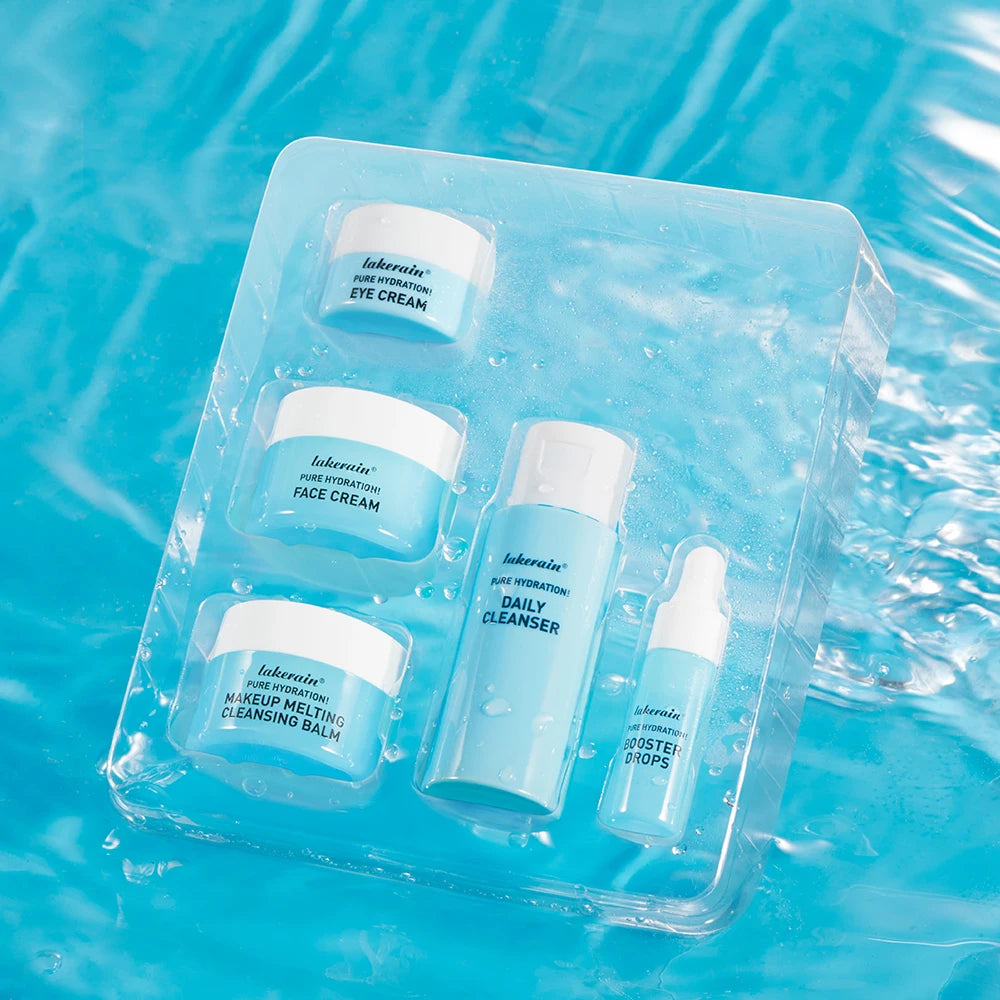 5Pcs/Set Travel‑Size Mini Skincare Kit Cleanser Makeup Remover Moisturizer Eye Cream Hydrating Gift For Women Girls