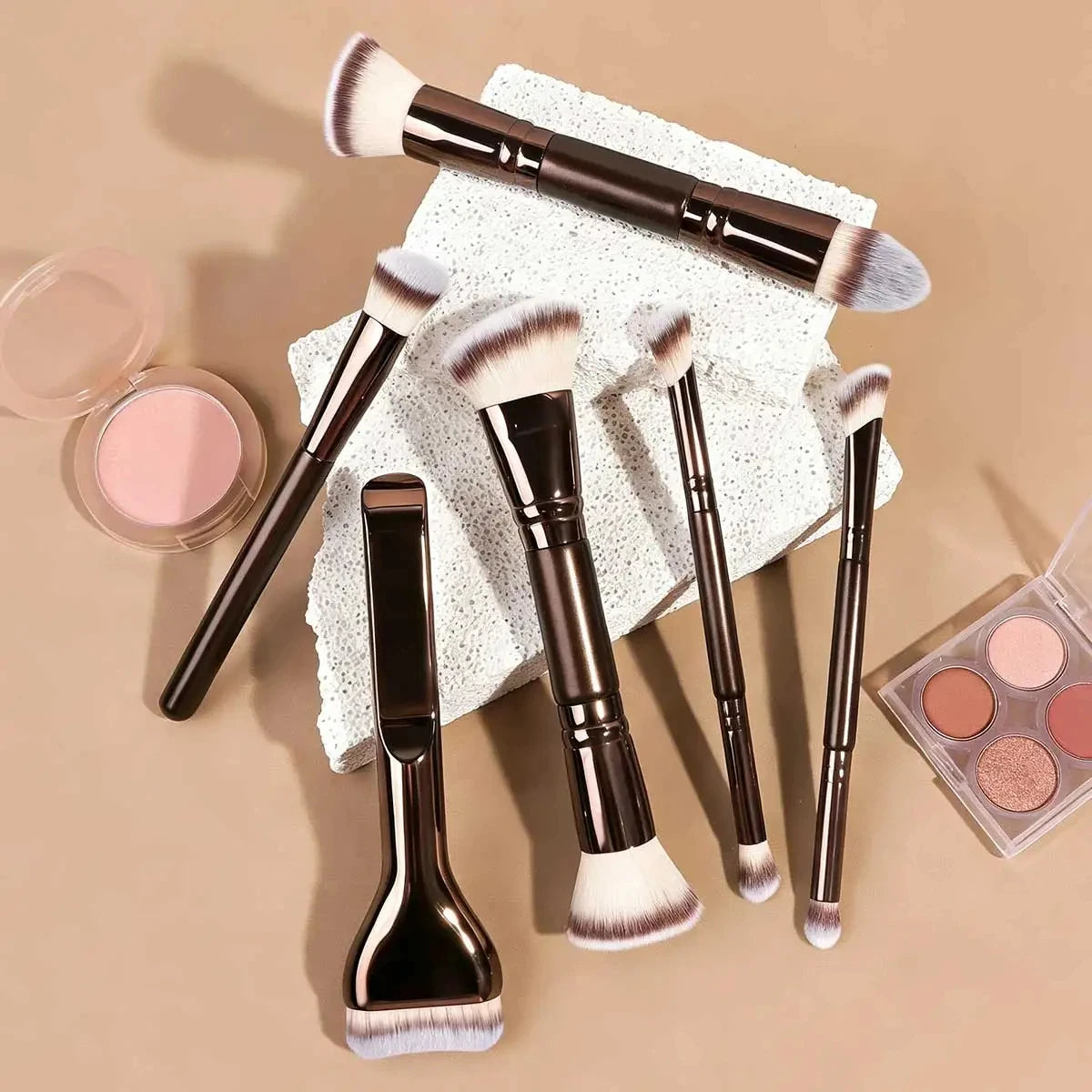 Professional Aluminum Makeup Brush Set, Includes Soft High-Quality Synthetic Hair Makeup Brushes, Foundation Brush, Powder Brush