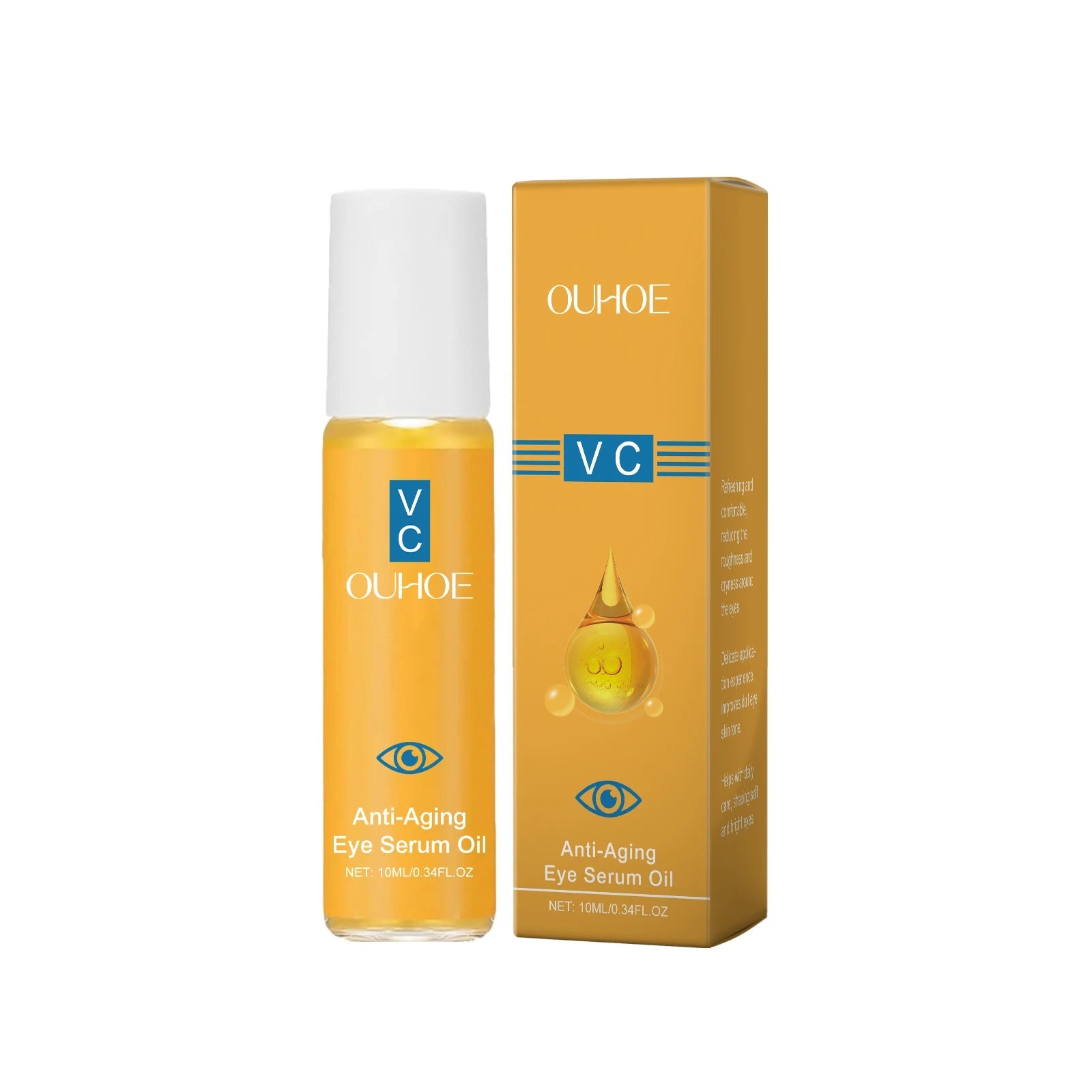 Anti Aging Eye Essence Oil Firming Brightening Reduce Wrinkle Fade Fine Lines Remove Puffiness Hydrating Smooth VC Eye Serum Oil Halalzen