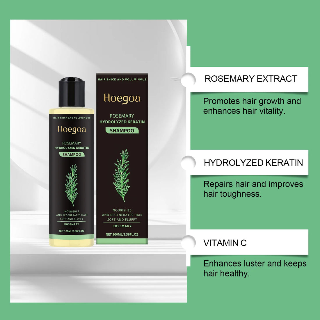 Rosemary Hair Growth Shampoo Organic Rosemary Oil for Hair Growth, Natural Anti Loss Thickening Shampoo for Thinning Hair