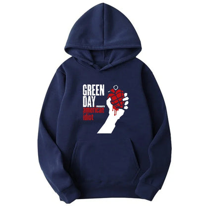 New Men Hoody GREEN DAY Printed Tops Round Neck For Womens Fashion Casual Soft Pullover Sweater Loose Men Comfortable Hoodies
