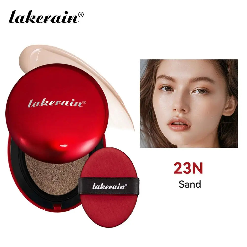 LAKERAIN 12 Color Air Cushion Foundation Red Shell Design Natural Coverage Formula Lightweight Breathable Makeup Base