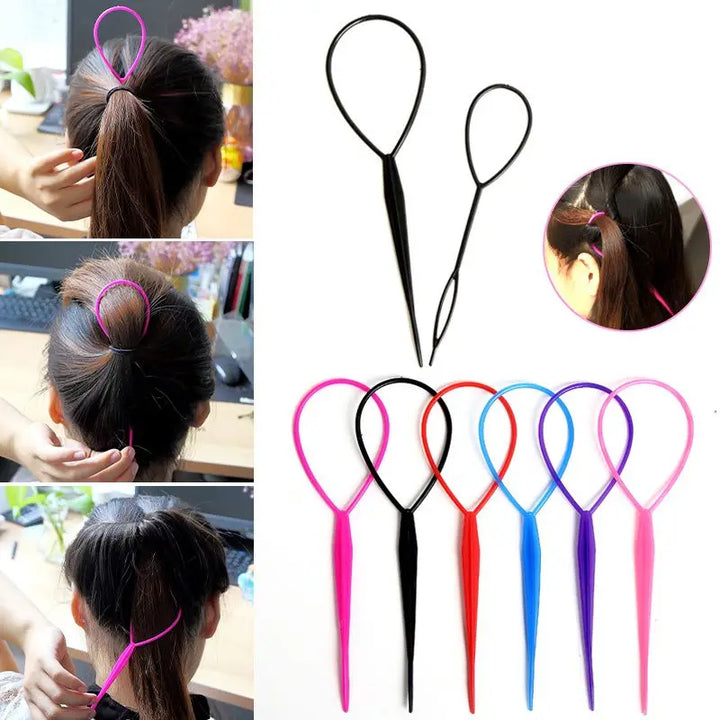 Braiders HOT 2-4pcs Ponytail Creator Plastic Loop Styling Tools Black Topsy Pony Topsy Tail Clip Hair Braid Maker Styling Tool