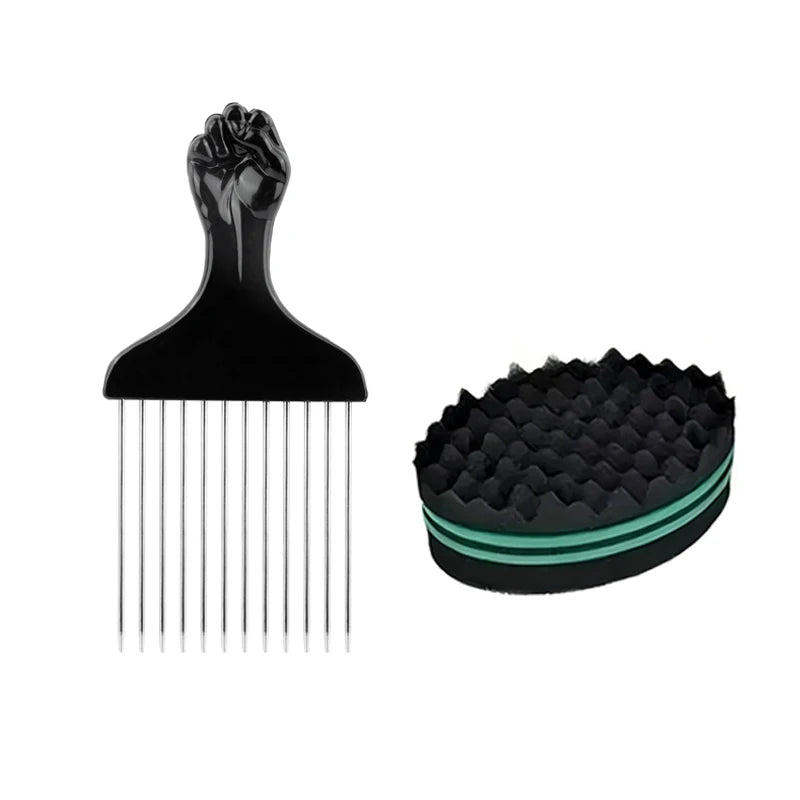 Afro Curly Hair Sponge Brush Twist Hair Comb Glove Set Barbershop Curling Net Comb Salon Hairdressers Wave Hair Style Tools Halalzen