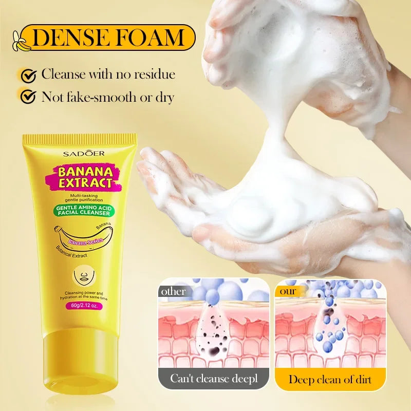 Amino Acid Cleansing Moisturizing Face Wash Oil Control Pore Shrinking Deep Clean Whitening Skin Care Banana Face Wash