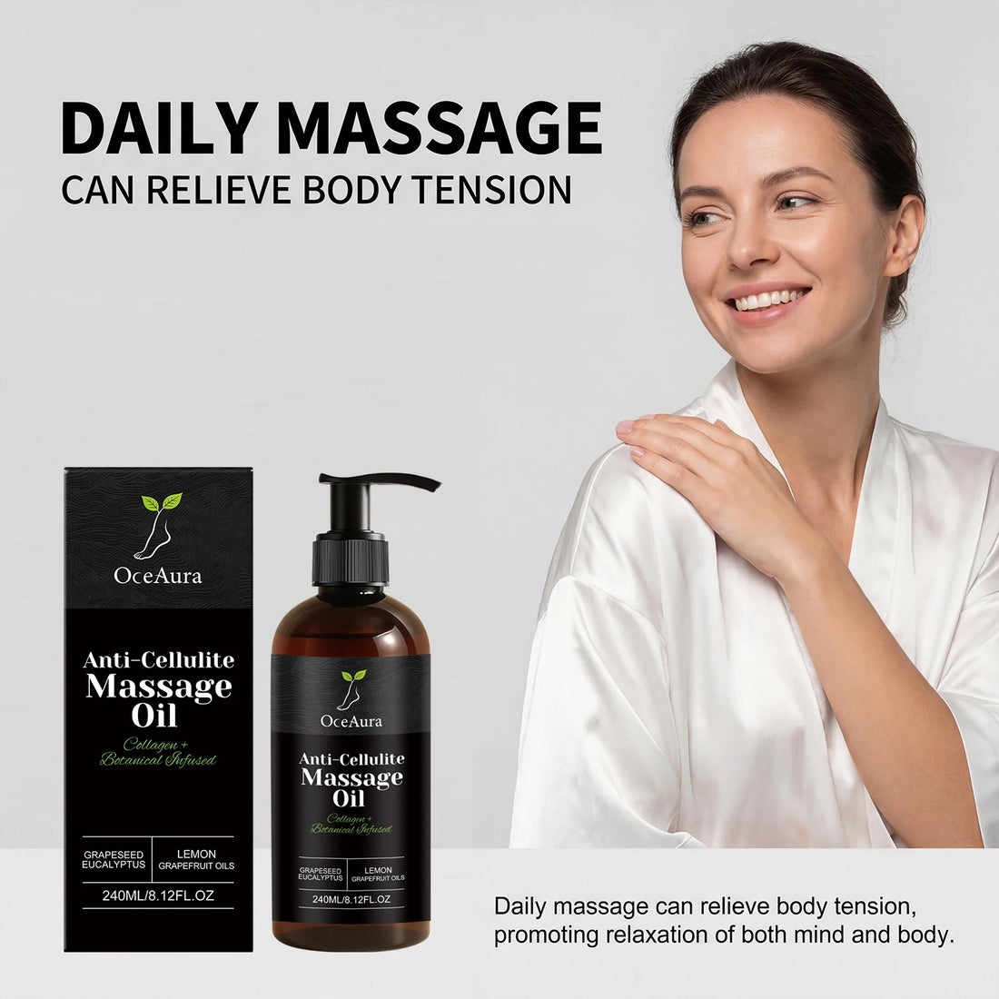 Collagen Anti-Cellulite Massage Oil Abdomen Thigh Firming Nourishing Dry Skin Glowing Soothing Revitalizing Tightening Body Oil