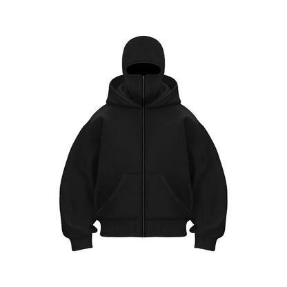 2025 Autumn Men Balaclava Y2K Gothic Harajuku Winter New Item Double Hooded Sweatshirt Men's Hooded Mask Zipper Sportswear Women