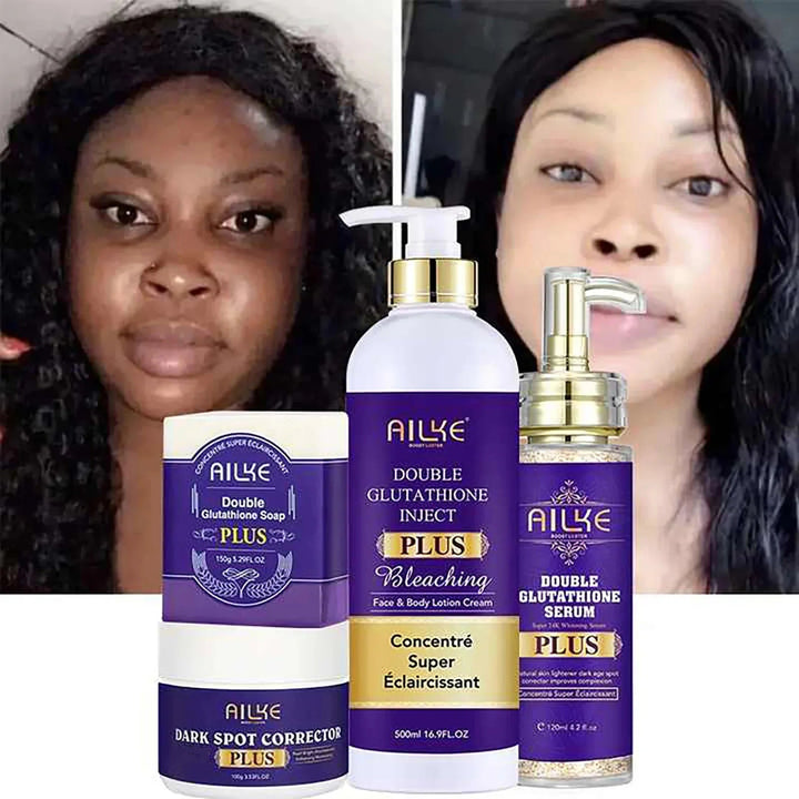AILKE Double Glutathione Whitening Set For All Skin Types, Reduce Dark Spots, Melanin, Freckles, Chloasma, Even Skin Tone Halalzen