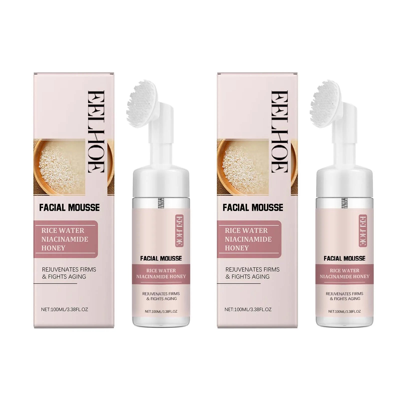 Rice Water Cleansing Mousse Oil Control Deep Cleaning Pores Moisturizing Brightening Soothing Rejuvenation Foam Face Wash Care Halalzen