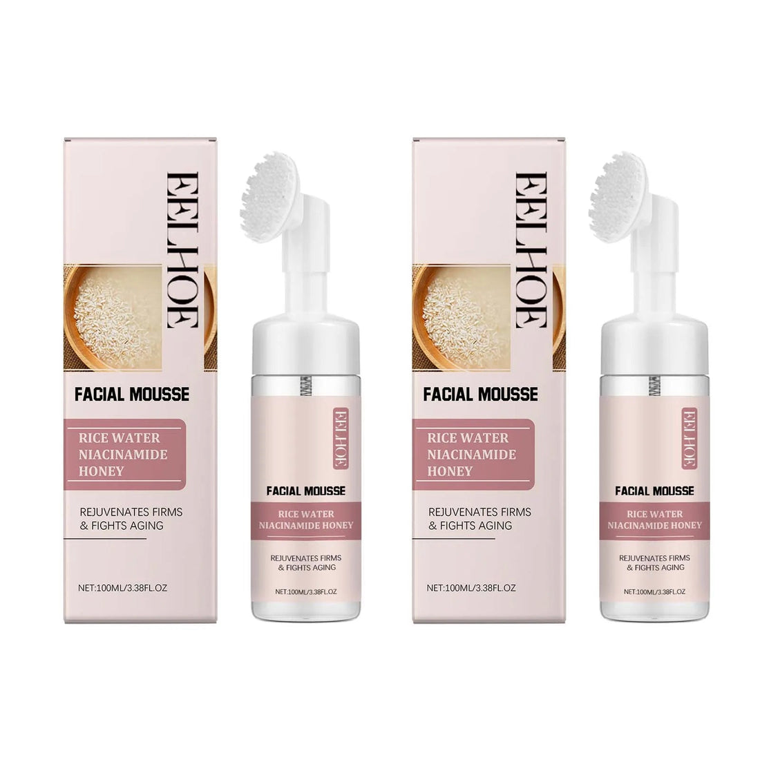 Rice Water Cleansing Mousse Oil Control Deep Cleaning Pores Moisturizing Brightening Soothing Rejuvenation Foam Face Wash Care Halalzen