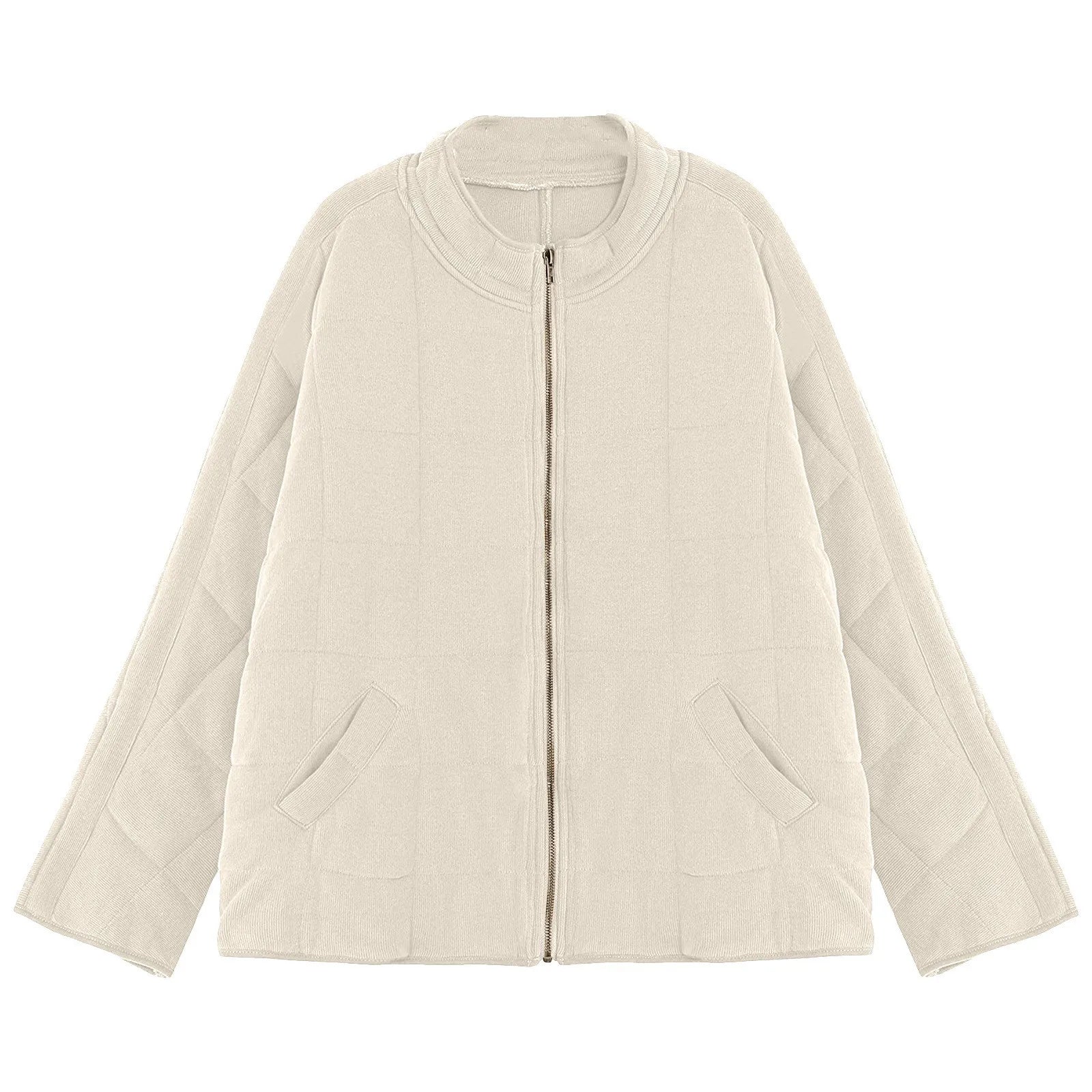 Women Casual Cotton Jacket Solid Color Loose Zipper Jacket With Pocket Autumn Winter Warm Coat Fashion High Street Outerwear
